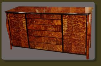 Sideboard, 24"d x 72"w x 36"h, curly koa