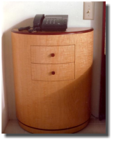 Nightstand, 12 x 24 x 24h, curly maple, amaranth