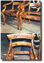 Chair, curly koa, hand-carved seats