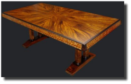 Dining Set, table: 42 x 80 x 30h, curly koa, macassar ebony