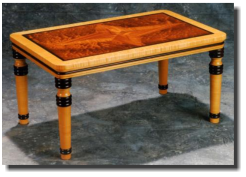 Coffee table, 23 x 36 x 18h, maple, pomell sapele, kamani, koa, ebon