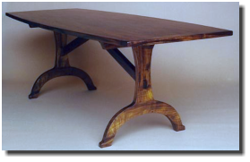 Dining table, 36 x 99 1/2, 28h, curly koa